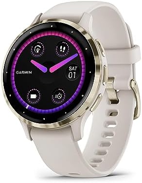 Garmin Venu 3S (Refurbished) Soft Gold Stainless Steel Bezel 1.2-Inch AMOLED Touchscreen Display Smart Watch with 41mm Ivory Case and Silicone Band, 010-N2785-04