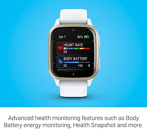 Garmin Venu Sq 2 GPS Smartwatch, All-Day Health Monitoring, Long-Lasting Battery Life, AMOLED Display, Cream Gold and White (Renewed)