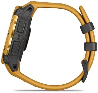 Garmin Instinct 3 – 45 mm, Solar, Rugged Outdoor GPS Smartwatch, Built-in Flashlight, Alpine Rush Collection Limited Edition Color, Sunburst with Sunburst/Gray Band