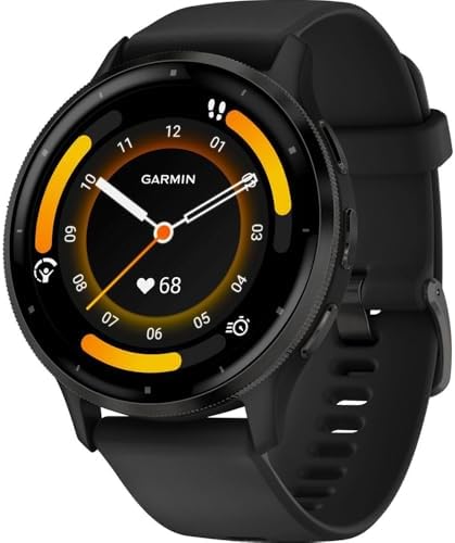 Garmin Venu 3 (Refurbished) Slate Stainless Steel Bezel 1.4-Inch AMOLED Touchscreen Display Smart Watch with 45mm Black Case and Silicone Band, 010-N2784-01