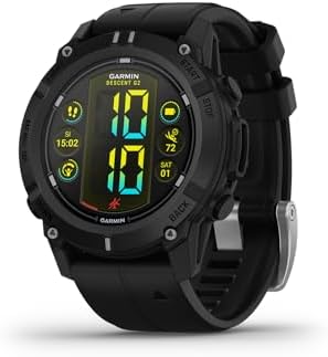 Garmin Descent G2, Watch-Style Dive Computer, Bright AMOLED Display, Multiple Dive Modes, Health and Wellness Features, Black with Black Band