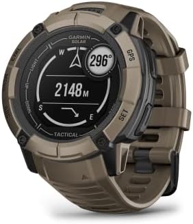 Garmin Instinct 2X Solar - Tactical Edition, Rugged GPS Smartwatch, Built-in Flashlight, Ballistics Calculator, Solar Charging Capability, Coyote Tan