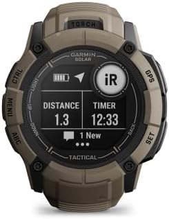 Garmin Instinct 2X Solar - Tactical Edition, Rugged GPS Smartwatch, Built-in Flashlight, Ballistics Calculator, Solar Charging Capability, Coyote Tan