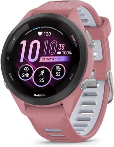 Garmin Forerunner 265S Running Smartwatch, Colorful AMOLED Display, Training Metrics and Recovery Insights, Light Pink and Powder Gray (Renewed)