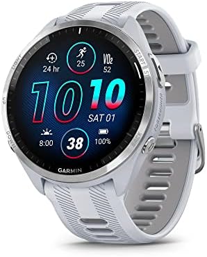 Garmin Forerunner 965 Running Smartwatch, Colorful AMOLED Display, Training Metrics and Recovery Insights, Whitestone and Powder Gray