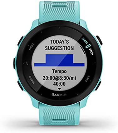 Garmin Forerunner 55, GPS Running Watch with Daily Suggested Workouts, Up to 2 Weeks of Battery Life, Aqua