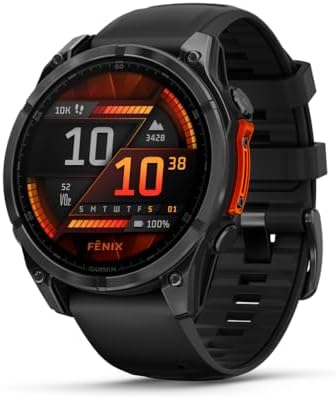 Garmin fēnix 8 – 47mm, AMOLED, Premium Multisport GPS Smartwatch, Long-Lasting Battery Life, Dive-Rated, Built-in LED Flashlight, Slate Gray with Black Band