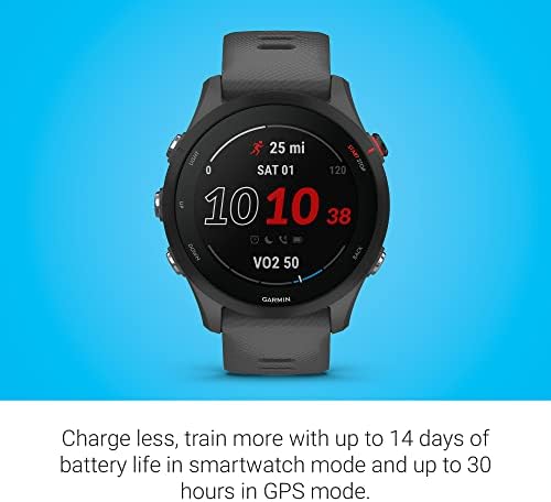 Garmin Forerunner 255, GPS Running Smartwatch, Advanced Insights, Long-Lasting Battery, Slate Gray