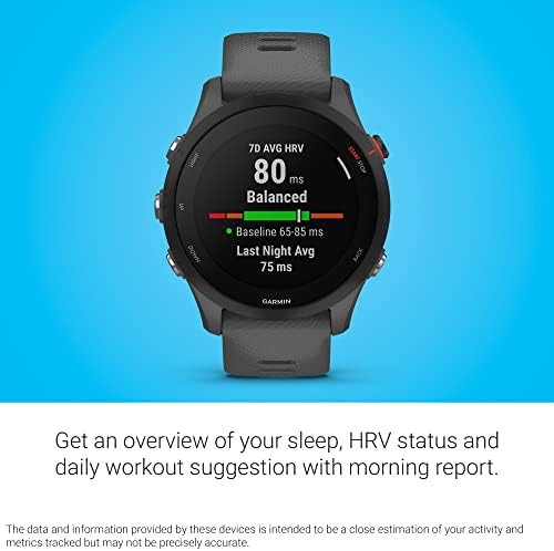 Garmin Forerunner 255, GPS Running Smartwatch, Advanced Insights, Long-Lasting Battery, Slate Gray