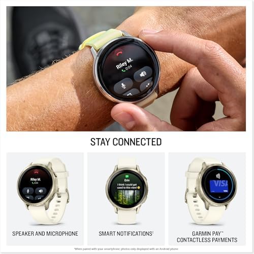 Garmin Venu 4, 41mm, Advanced Health and Fitness GPS Smartwatch, Bright and Colorful Display, Built-in Flashlight, 10 Days of Battery Life, Lunar Gold with Bone Silicone Band