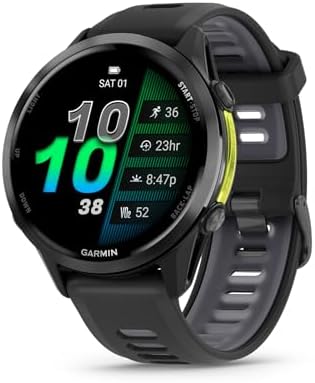 Garmin Forerunner 970, Premium GPS Running and Triathlon Smartwatch, AMOLED Display, Built-in LED Flashlight, Carbon Gray DLC Titanium with Black Case and Translucent Whitestone Band