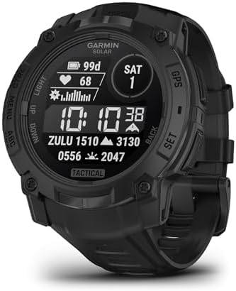 Garmin Instinct 3 Tactical Edition, 45mm, Solar Charged Display, Rugged Outdoor GPS Smartwatch