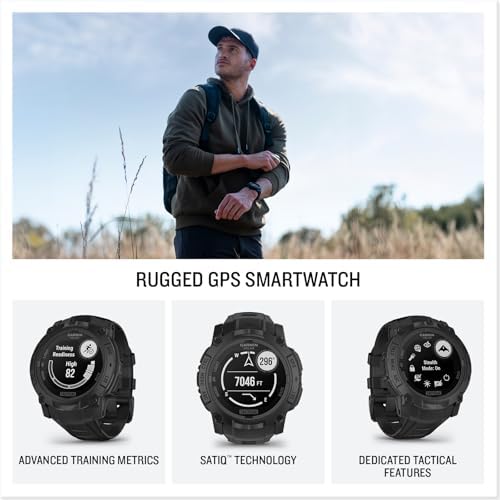 Garmin Instinct 3 Tactical Edition, 45mm, Solar Charged Display, Rugged Outdoor GPS Smartwatch