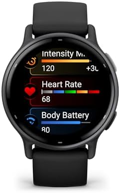 Garmin Vívoactive 5, Health and Fitness GPS Smartwatch, AMOLED Display, Up to 11 Days of Battery, Slate Aluminum Bezel with Black Case and Silicone Band