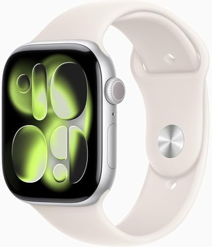 Apple Watch Series 11 [GPS + Cellular, 46mm] Silver Aluminum Case with Starlight Sport Band, S/M (Renewed Premium)