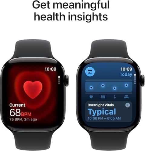 Apple Watch Series 11 [GPS+Cellular, 46mm] - Jet Black Aluminium Case with Black Sport Band, M/L (Renewed Premium)
