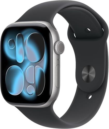 Apple Watch Series 11 [GPS + Cellular, 46mm] Space Gray Aluminum Case with Black Sport Band, M/L (Renewed Premium)