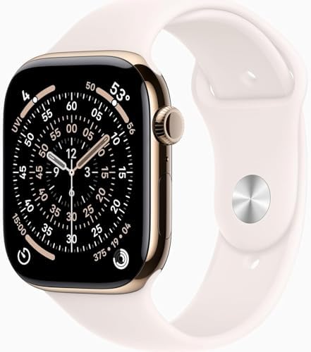 Apple Watch Series 11 [GPS + Cellular, 46mm] Gold Titanium Case with Light Blush...