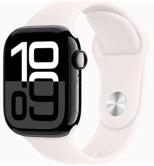 Apple Watch Series 10 [GPS + Cellular, 46mm] - Jet Black Aluminum Case with Light Blush, S/M (Renewed Premium)