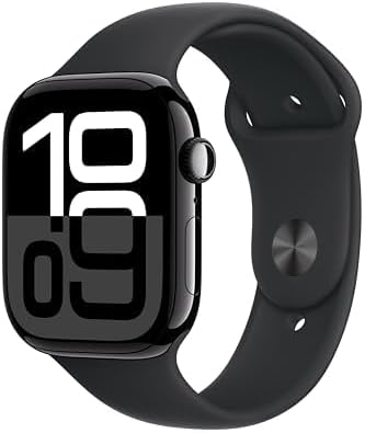 Apple Watch Series 10 [GPS + Cellular, 46mm] - Jet Black Aluminum Case with Black, M/L (Renewed Premium)