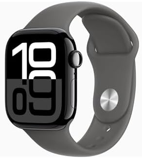 Apple Watch Series 10 [GPS + Cellular, 46mm] - Jet Black Aluminum Case with Stone Gray, S/M (Renewed Premium)