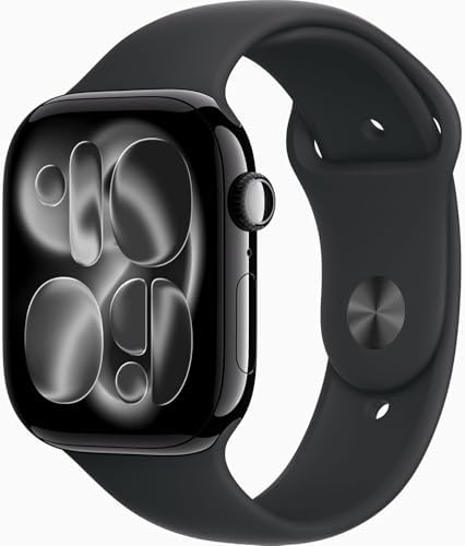 Apple Watch Series 11 [GPS, 46mm] Jet Black Aluminum Case with Black Sport Band, S/M (Renewed Premium)