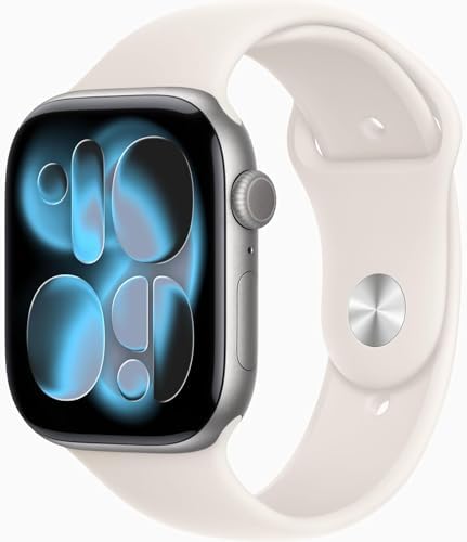 Apple Watch Series 11 [GPS, 46mm] Space Gray Aluminum Case with Starlight Sport Band, M/L (Renewed Premium)