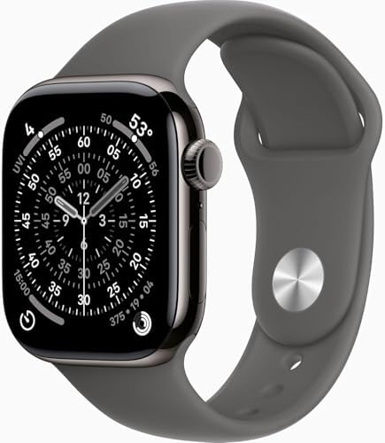 Apple Watch Series 11 [GPS + Cellular, 42mm] Slate Titanium Case with Stone Gray Sport Band, S/M (Renewed Premium)