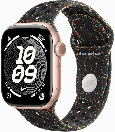 Apple Watch Series 11 [GPS + Cellular, 42mm] Rose Gold Aluminum Case with Midnight Black Nike Sport Band, M/L (Renewed Premium)