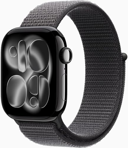 Apple Watch Series 11 [GPS + Cellular, 42mm] Jet Black Aluminum Case with Dark Gray Sport Loop Band, One Size (Renewed Premium)