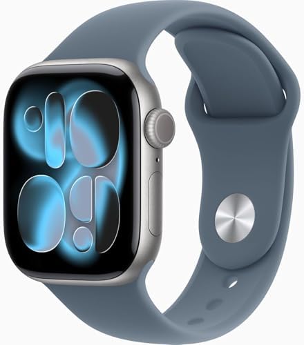 Apple Watch Series 11 [GPS + Cellular, 42mm] Space Gray Aluminum Case with Anchor Blue Sport Band, M/L (Renewed Premium)