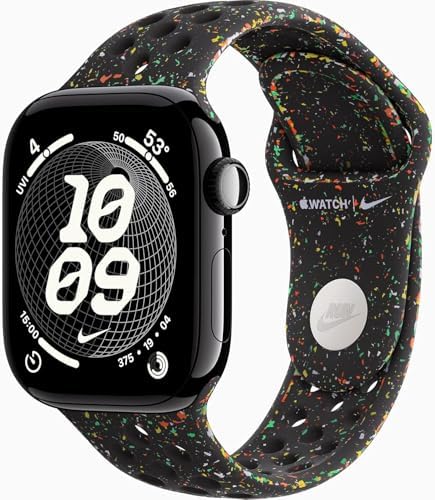 Apple Watch Series 11 [GPS + Cellular, 42mm] Jet Black Aluminum Case with Midnight Black Nike Sport Band, M/L (Renewed Premium)