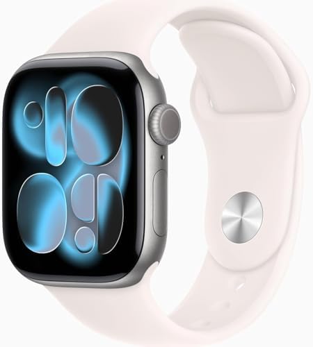 Apple Watch Series 11 [GPS + Cellular, 42mm] Space Gray Aluminum Case with Light Blush Sport Band, S/M (Renewed Premium)