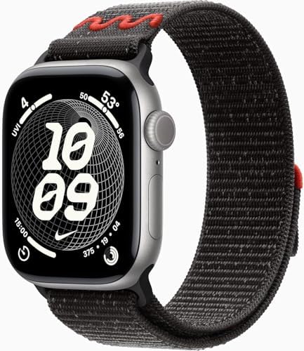 Apple Watch Series 11 [GPS + Cellular, 42mm] Space Gray Aluminum Case with Midnight Black Nike Sport Loop, One Size (Renewed Premium)
