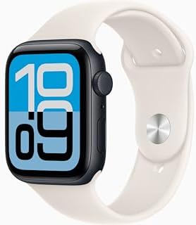Apple Watch SE 3 [GPS + Cellular, 44mm] Midnight Aluminum Case with Starlight Sport Band, S/M (Renewed Premium)