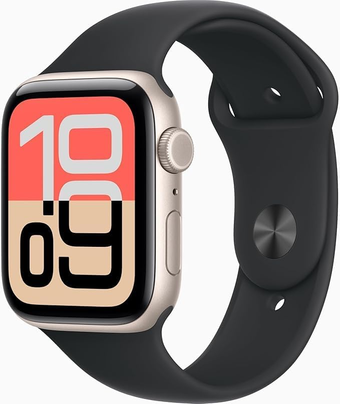 Apple Watch SE 3 [GPS, 44mm] Midnight Aluminum Case with Black Sport Band, S/M (Renewed Premium)