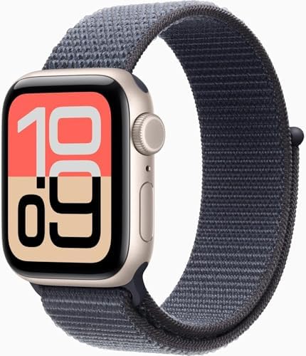 Apple Watch SE 3 [GPS + Cellular, 40mm] Starlight Aluminum Case with Anchor Blue Sport Loop Band, One Size (Renewed Premium)