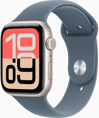 Apple Watch SE 3 [GPS, 44mm] Midnight Aluminum Case with Anchor Blue Sport Band, M/L (Renewed Premium)