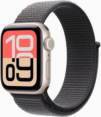 Apple Watch SE 3 [GPS + Cellular, 40mm] Starlight Aluminum Case with Dark Gray Sport Loop Band, One Size (Renewed Premium)
