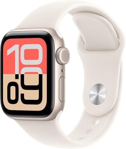 Apple Watch SE 3 [GPS + Cellular, 40mm] Starlight Aluminum Case with Starlight Sport Band, S/M (Renewed Premium)