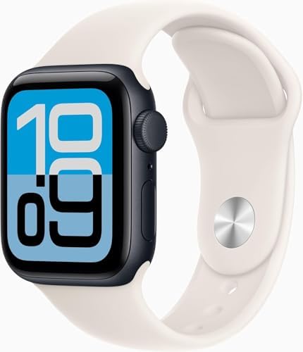 Apple Watch SE 3 [GPS + Cellular, 40mm] Midnight Aluminum Case with Starlight Sp...