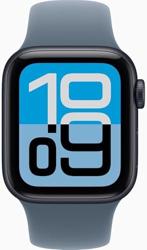 Apple Watch SE 3 [GPS + Cellular, 40mm] Midnight Aluminum Case with Anchor Blue Sport Band, S/M (Renewed Premium)