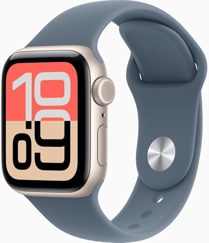Apple Watch SE 3 [GPS, 40mm] Starlight Aluminum Case with Anchor Blue Sport Band, M/L (Renewed Premium)