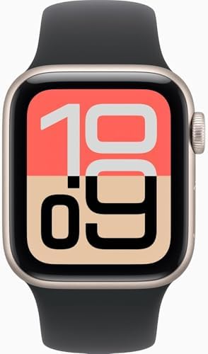 Apple Watch SE 3 [GPS, 40mm] Starlight Aluminum Case with Black Sport Band, S/M (Renewed Premium)