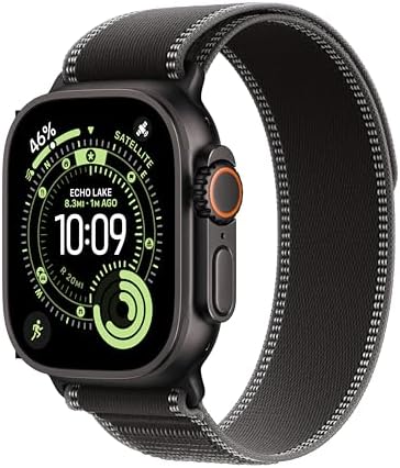 Apple Watch Ultra 3 [GPS + Cellular 49mm] Rugged Titanium Case wtih Black/Charcoal Trail Loop, M/L (Renewed)