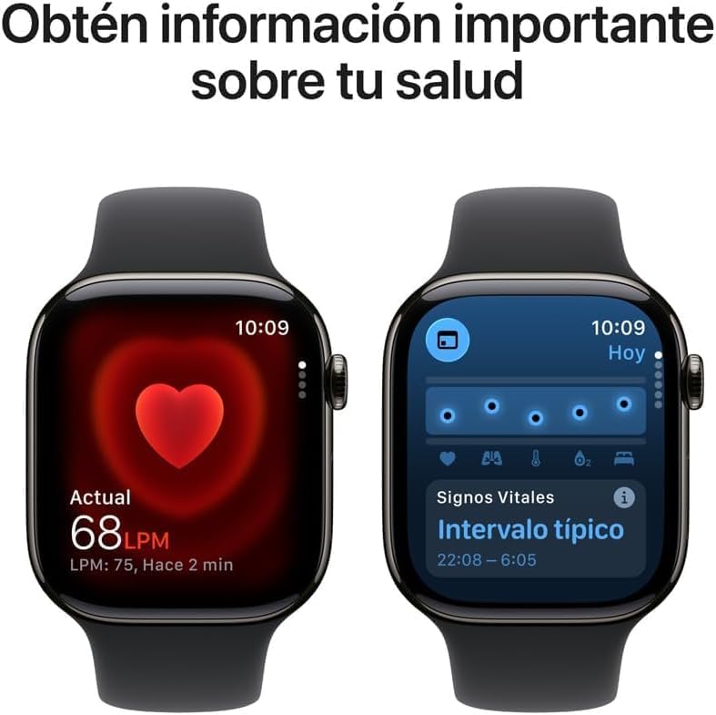 Apple Watch Series 11 [GPS + Cellular, 42mm] Slate Titanium Case with Black Sport Band, M/L (Renewed)