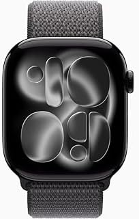 Apple Watch Series 11 [GPS + Cellular, 46mm] Jet Black Aluminum Case with Dark Gray Sport Loop Band, One Size (Renewed)