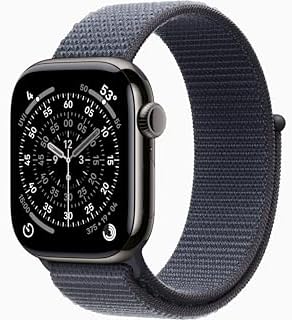 Apple Watch Series 11 [GPS + Cellular, 42mm] Slate Titanium Case with Anchor Blue Sport Loop Band, One Size (Renewed)