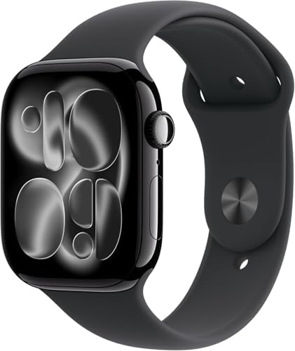Apple Watch Series 11 [GPS + Cellular, 46mm] Natural Titanium Case with Stone Gray Sport Band, M/L (Renewed)