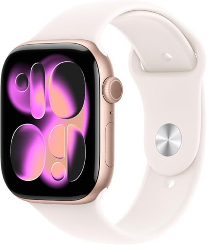Apple Watch Series 11 [GPS + Cellular, 46mm] Gold Titanium Case with Light Blush Sport Band, S/M (Renewed)